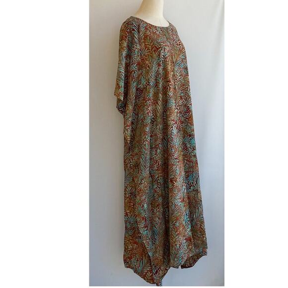 Smithsonian Institution Rayon Colorful Batik Lightweight Kaftan Dress sz M - Picture 2 of 6